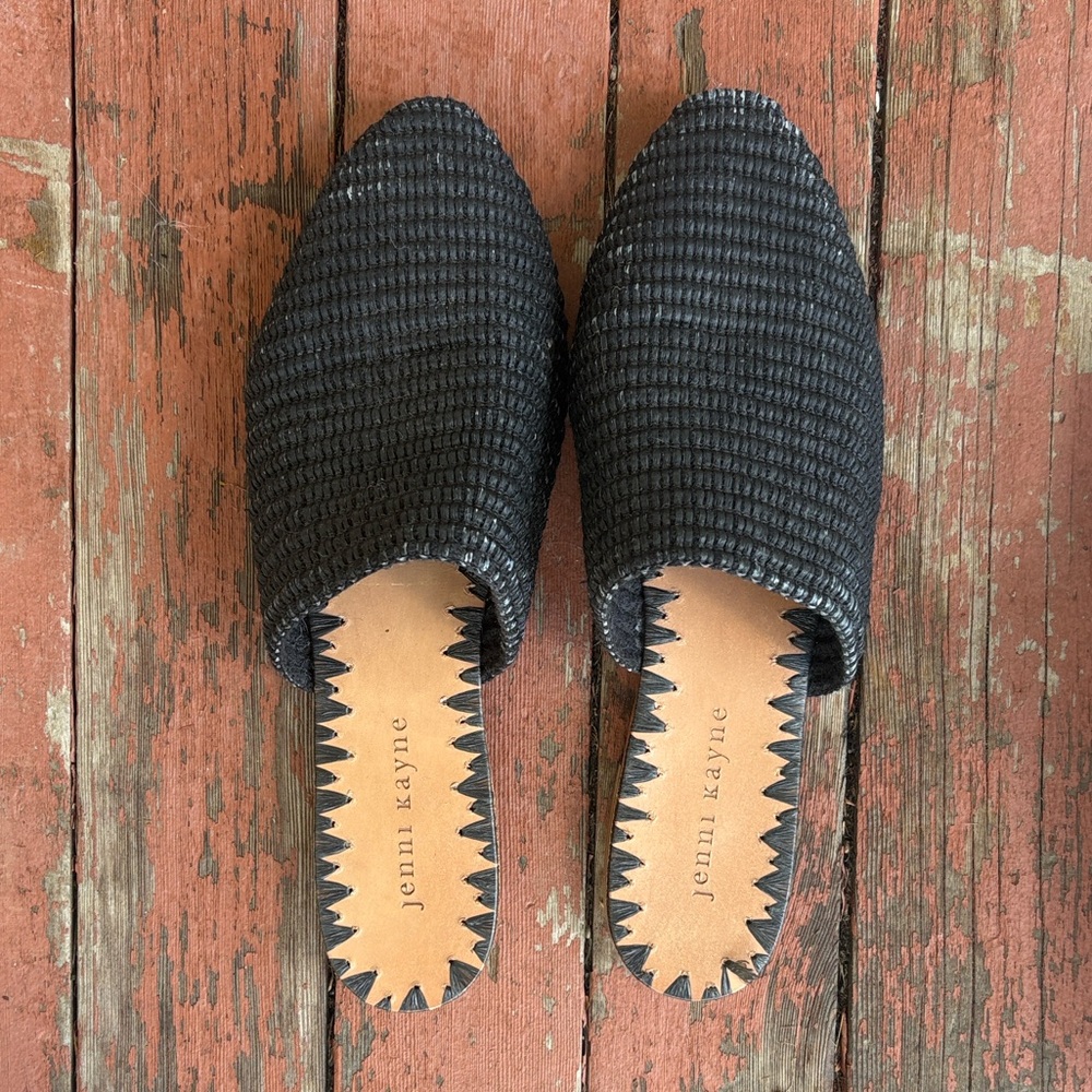 Jenni Kayne Black Raffia Mules